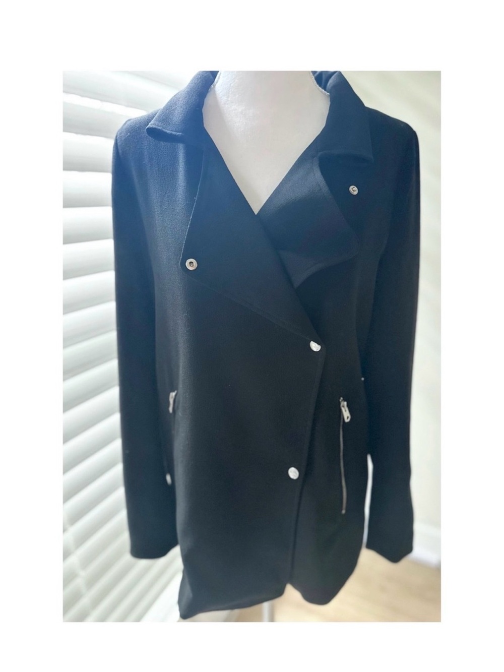 Wilfred Black Asymmetrical Snap-Front Blazer Jacket